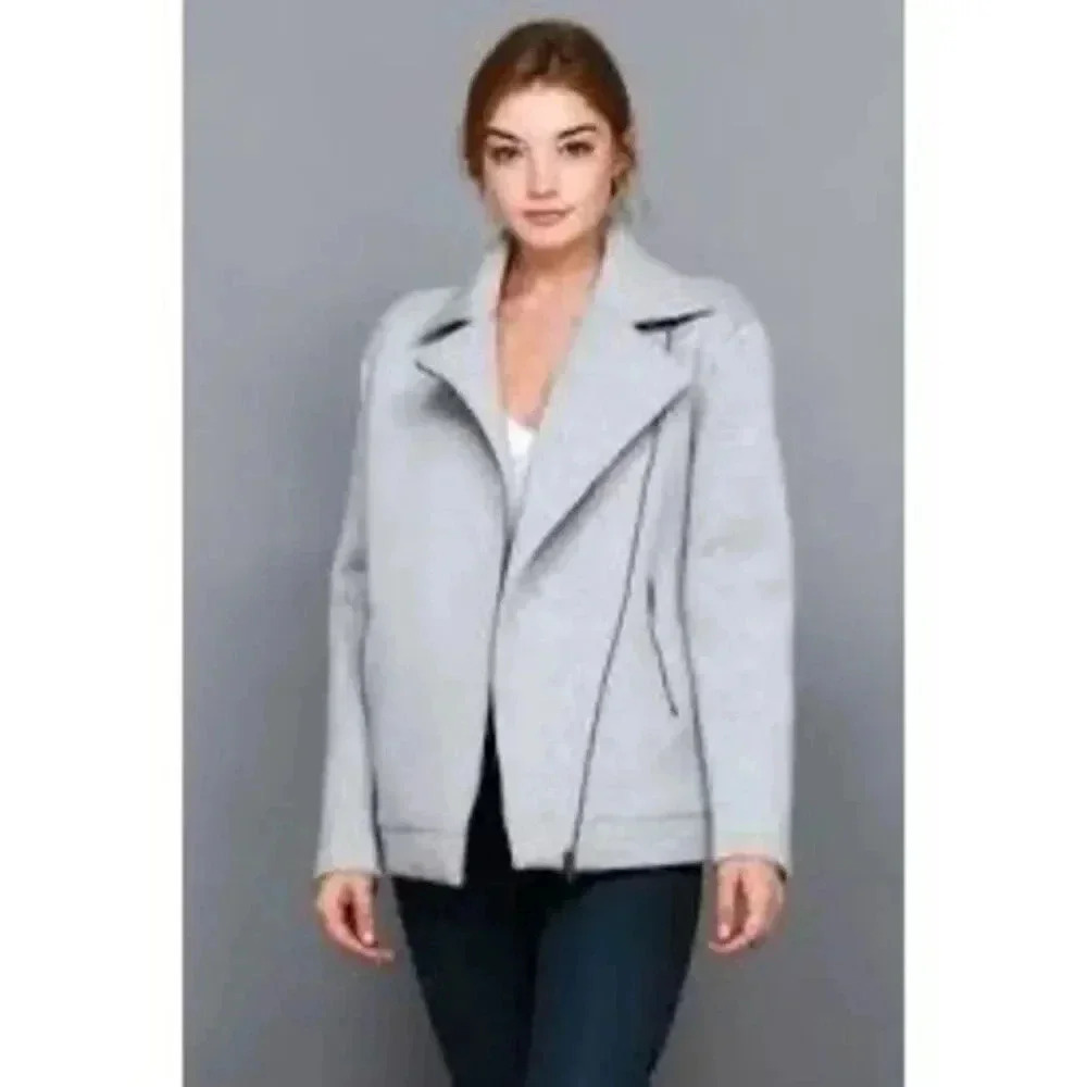 Tommy Hilfiger Moto Grey Long Sleeve Jacket Sz XS